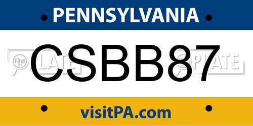 CSBB87 Pennsylvania License Plate