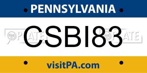 CSBI83 Pennsylvania License Plate