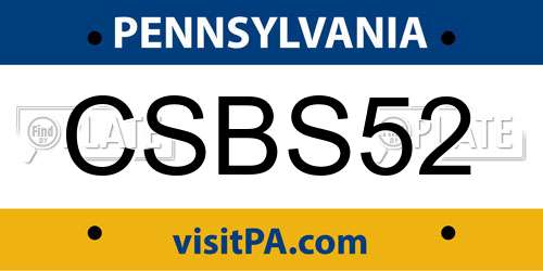 CSBS52 Pennsylvania License Plate