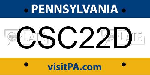 CSC22D Pennsylvania License Plate