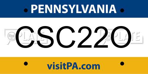 CSC22O Pennsylvania License Plate
