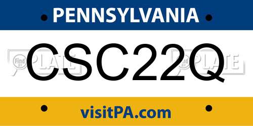 CSC22Q Pennsylvania License Plate