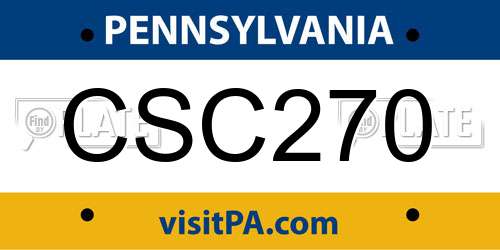 CSC270 Pennsylvania License Plate