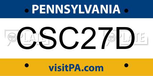 CSC27D Pennsylvania License Plate