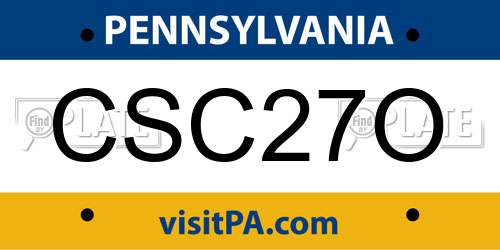CSC27O Pennsylvania License Plate