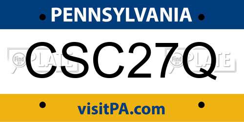 CSC27Q Pennsylvania License Plate