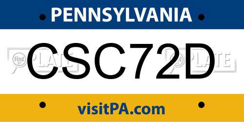 CSC72D Pennsylvania License Plate