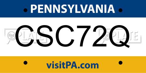 CSC72Q Pennsylvania License Plate