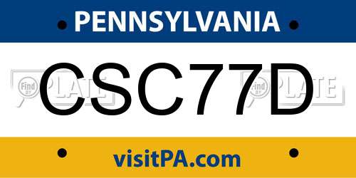 CSC77D Pennsylvania License Plate