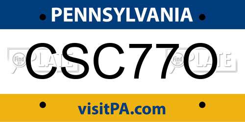 CSC77O Pennsylvania License Plate