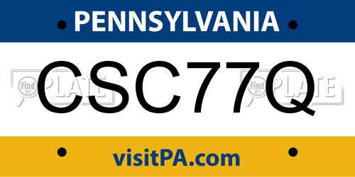 CSC77Q Pennsylvania License Plate