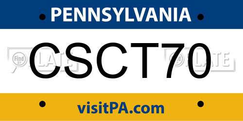 CSCT70 Pennsylvania License Plate