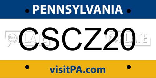 CSCZ20 Pennsylvania License Plate