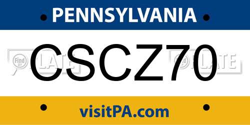 CSCZ70 Pennsylvania License Plate