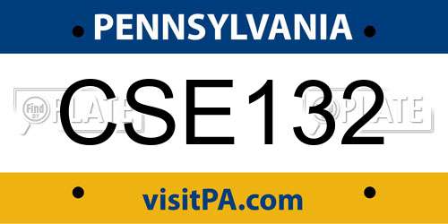 CSE132 Pennsylvania License Plate