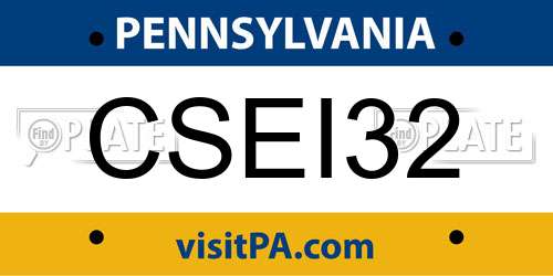 CSEI32 Pennsylvania License Plate