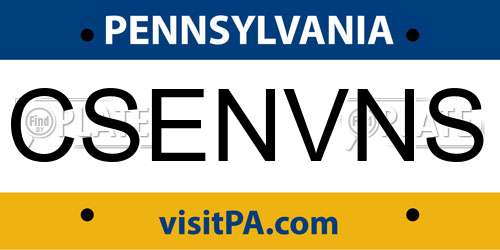 CSENVNS Pennsylvania License Plate