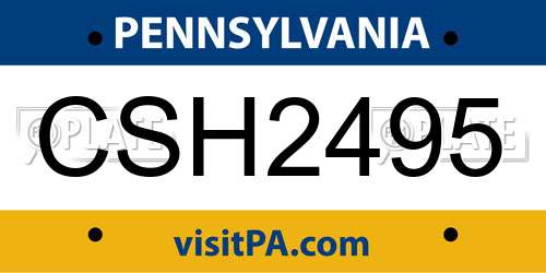 CSH2495 Pennsylvania License Plate