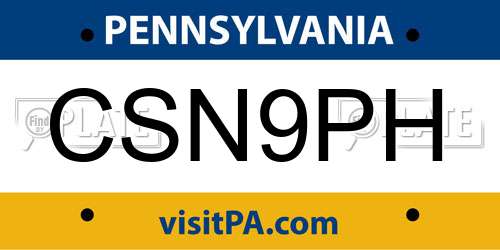 CSN9PH Pennsylvania License Plate