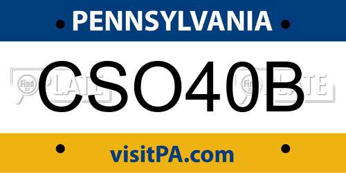 CSO40B Pennsylvania License Plate