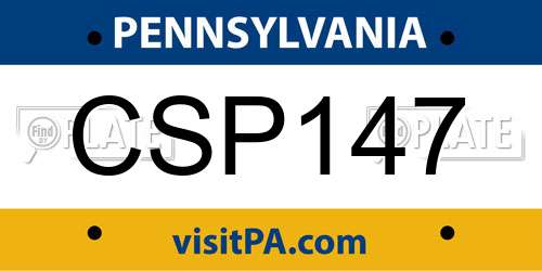 CSP147 Pennsylvania License Plate