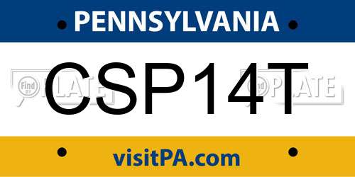CSP14T Pennsylvania License Plate