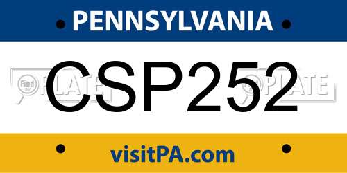 CSP252 Pennsylvania License Plate