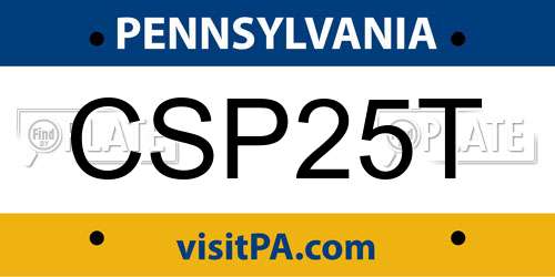 CSP25T Pennsylvania License Plate