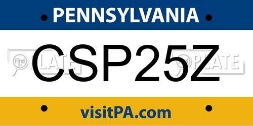 CSP25Z Pennsylvania License Plate