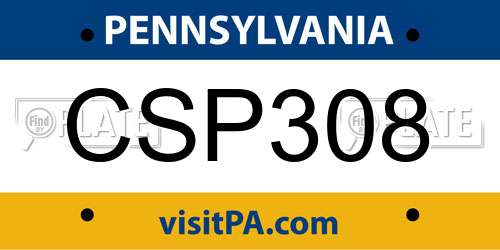 CSP308 Pennsylvania License Plate
