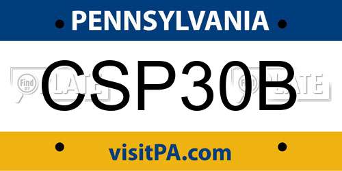CSP30B Pennsylvania License Plate