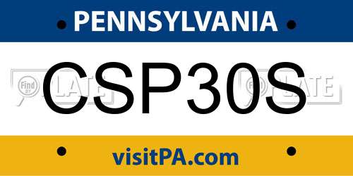 CSP30S Pennsylvania License Plate