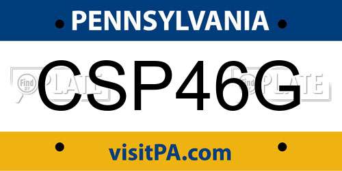 CSP46G Pennsylvania License Plate