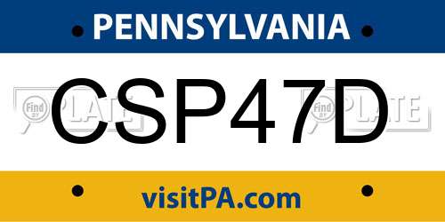 CSP47D Pennsylvania License Plate