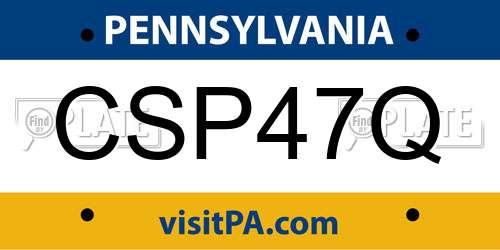 CSP47Q Pennsylvania License Plate