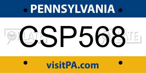 CSP568 Pennsylvania License Plate