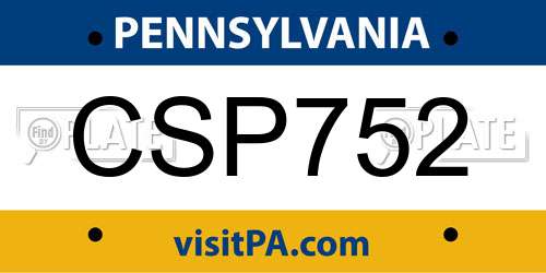 CSP752 Pennsylvania License Plate