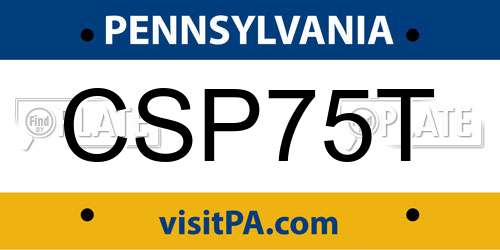 CSP75T Pennsylvania License Plate