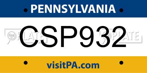 CSP932 Pennsylvania License Plate