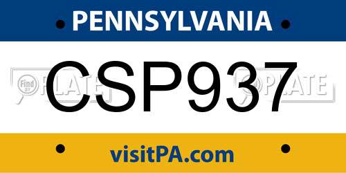 CSP937 Pennsylvania License Plate