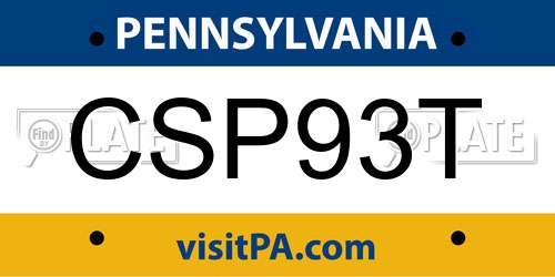 CSP93T Pennsylvania License Plate