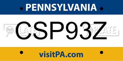 CSP93Z Pennsylvania License Plate