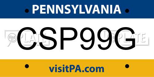 CSP99G Pennsylvania License Plate