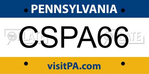 CSPA66 Pennsylvania License Plate