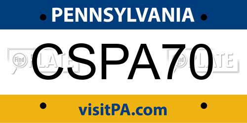 CSPA70 Pennsylvania License Plate