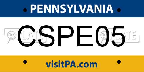 CSPE05 Pennsylvania License Plate