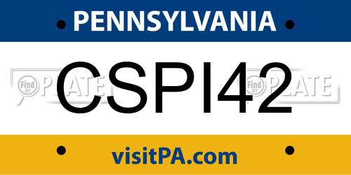 CSPI42 Pennsylvania License Plate
