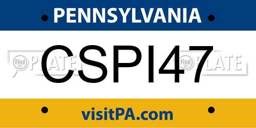 CSPI47 Pennsylvania License Plate