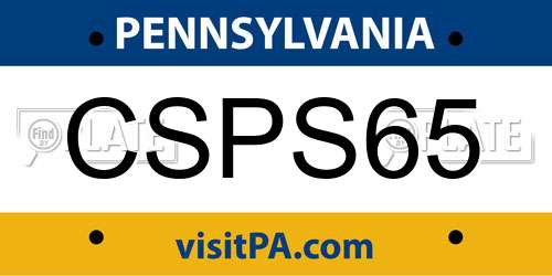 CSPS65 Pennsylvania License Plate