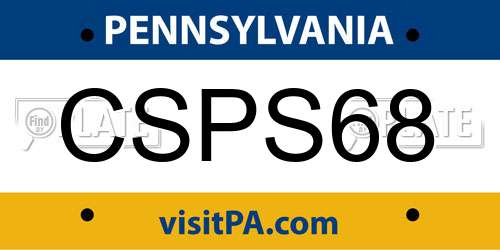 CSPS68 Pennsylvania License Plate